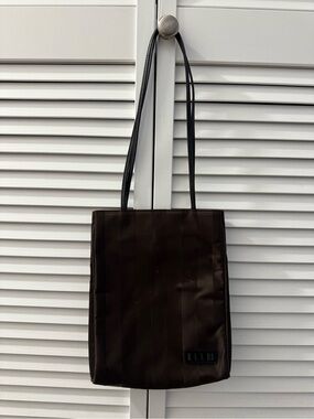 Elle Paris Brown Vertical Stripe Tote Bag